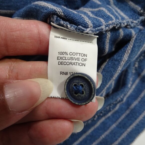 Johnnie-O Hangin Out Blue Striped Long Sleeve Henley Shirt Men Size XL Cotton - Picture 7 of 13